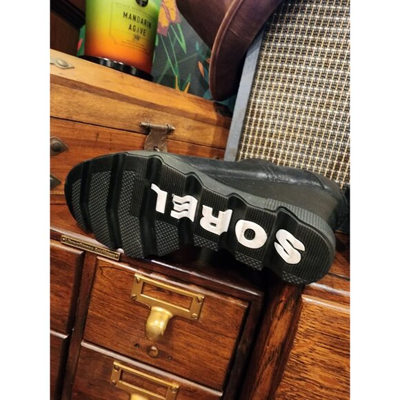 Sorel Black Leather Wedge Heel Ankle Boots Women's Size 8.5 M - Picture 8 of 11